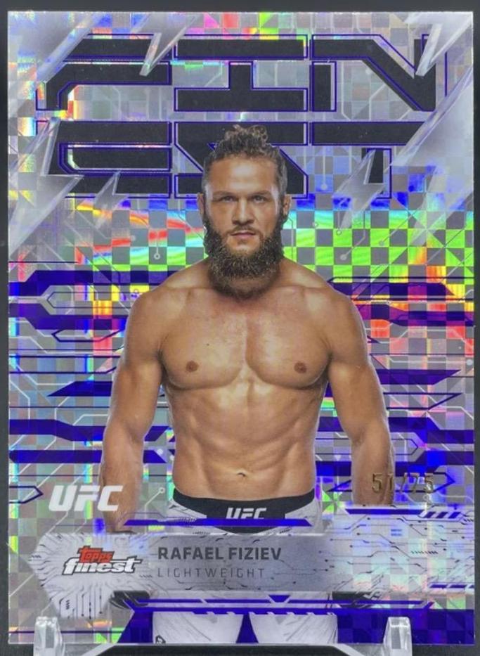 Rafael Fiziev 2025 Topps Finest UFC Base Rare #286 Purple Checkerboard Refractor