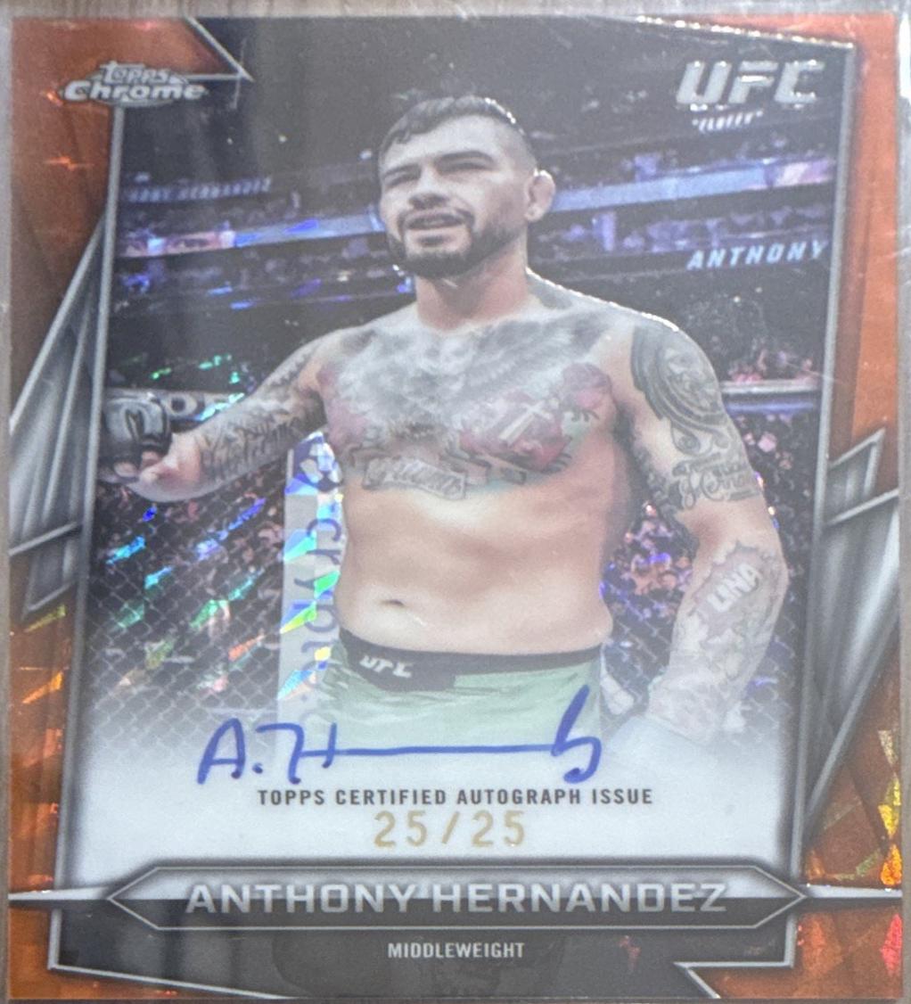 Anthony Hernandez 2026 Topps Chrome UFC Base Autographs #BAV-AH Orange Refractor