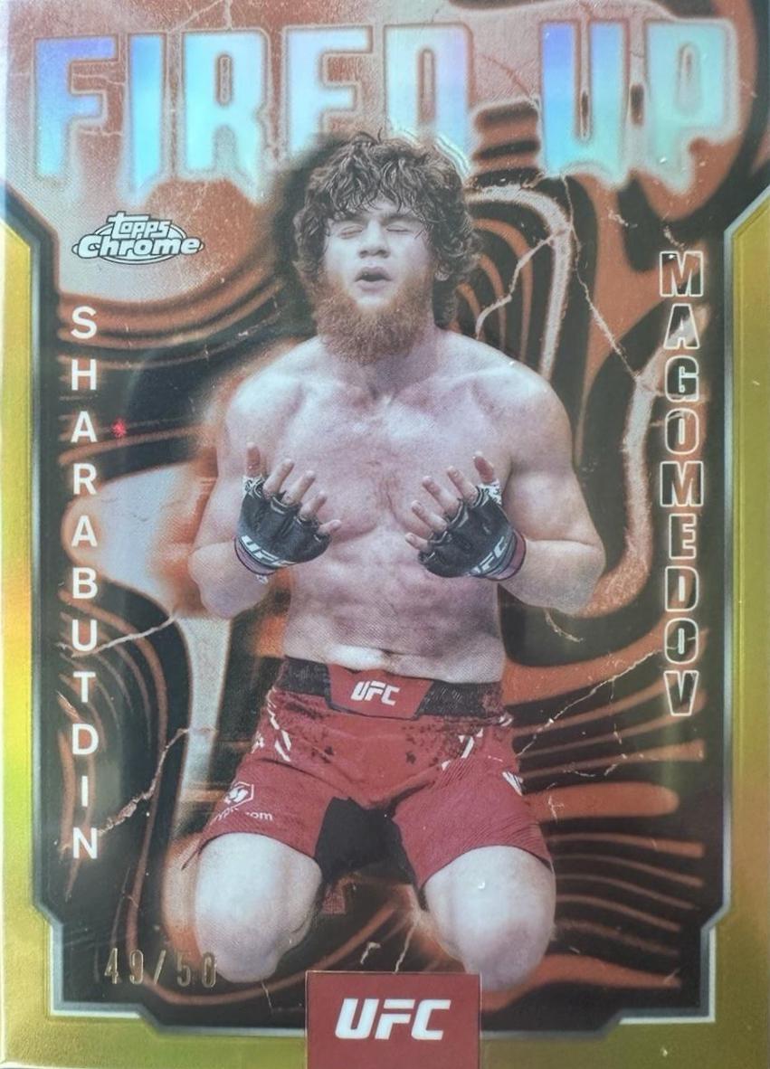 Shara Magomedov 2025 Topps Chrome UFC Fired Up #FUP-14 Gold Refractor