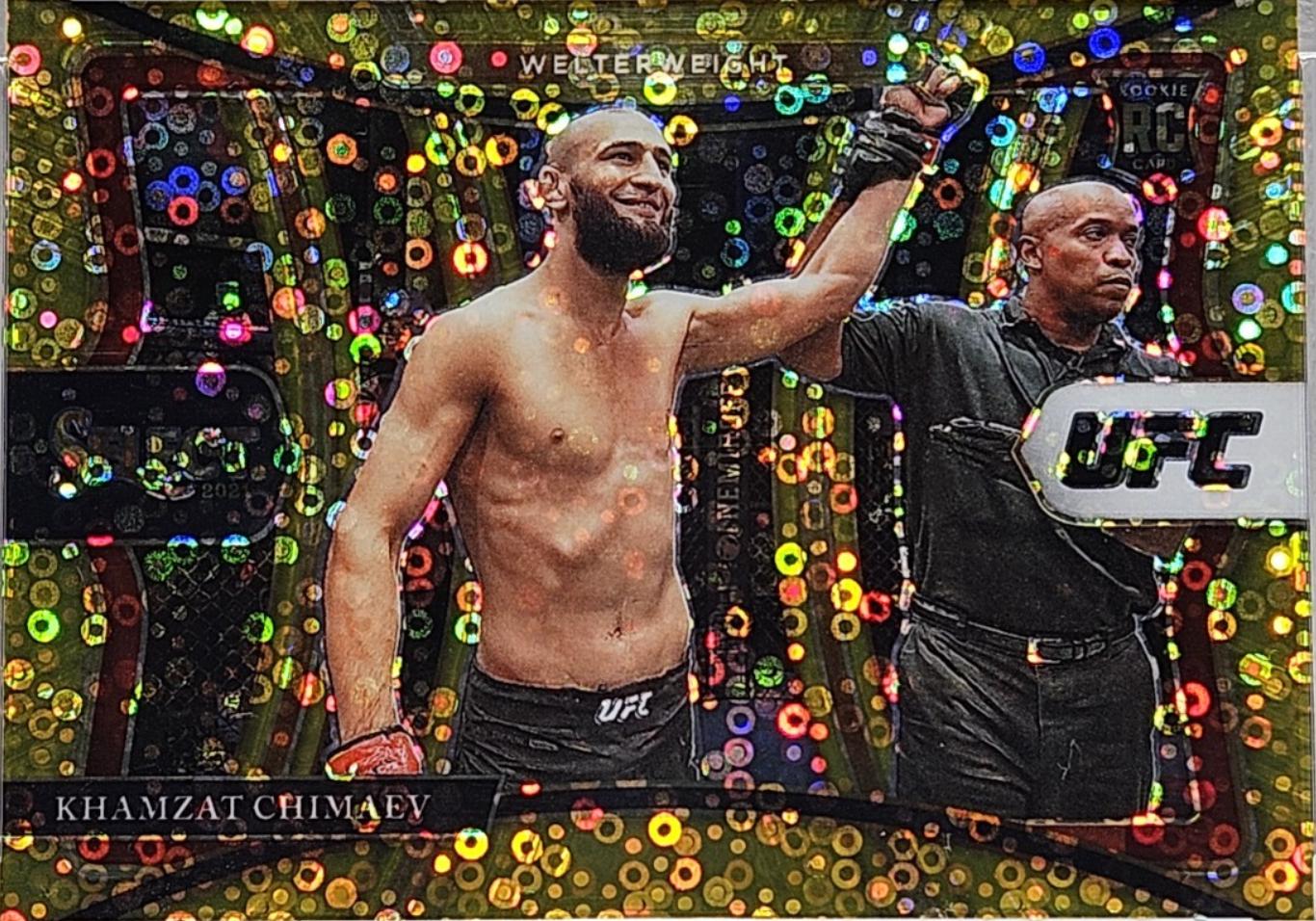 Khamzat Chimaev 2021 Panini Select UFC Premier Level #162 Gold Disco