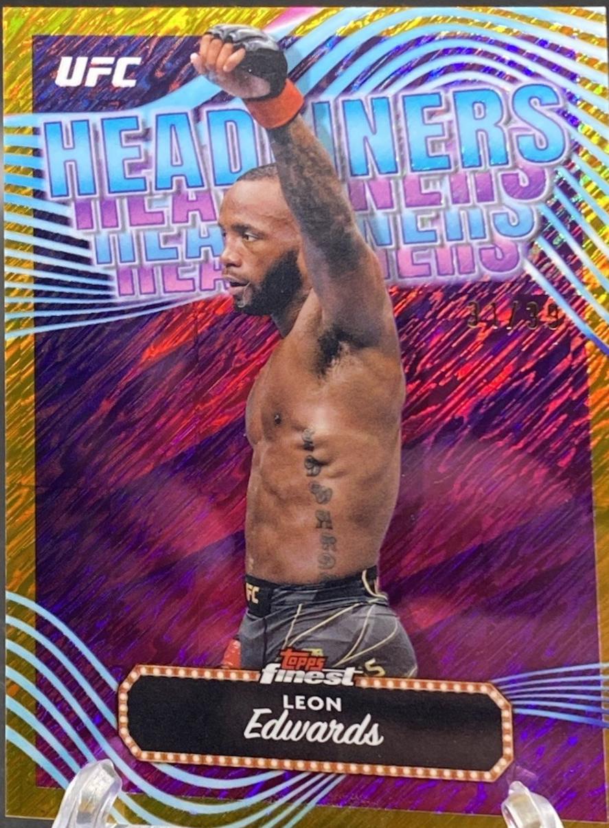 Leon Edwards 2024 Topps Finest UFC Headliners #HDL-4 Gold Shimmer Refractor