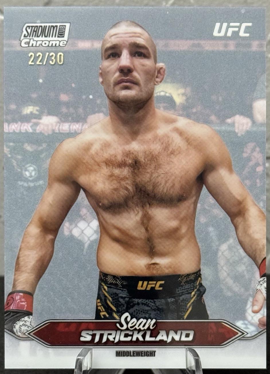 Sean Strickland 2025 Topps Stadium Club UFC Base Chrome #C-82 Pearl White Refractor