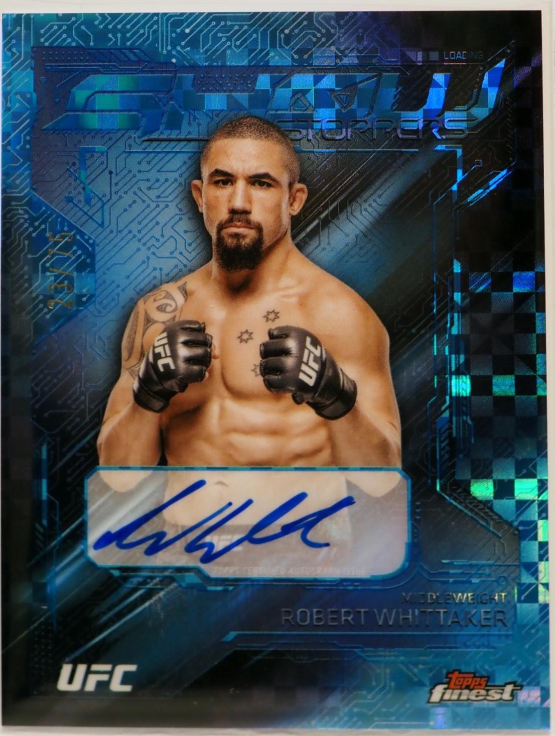 Robert Whittaker 2025 Topps Finest UFC Showstopper Autographs #SSA-RW Blue Checkerboard Refractor