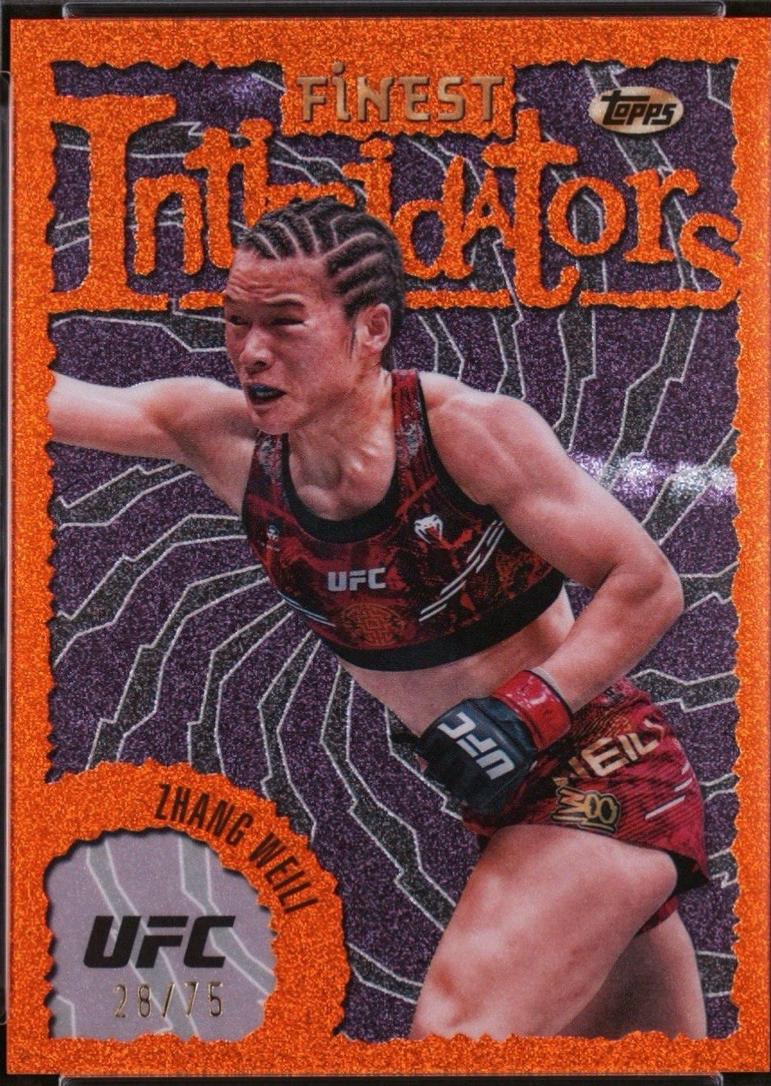 Zhang Weili 2024 Topps Finest UFC Intimidators #INT-27 Tangerine Glitter Refractor