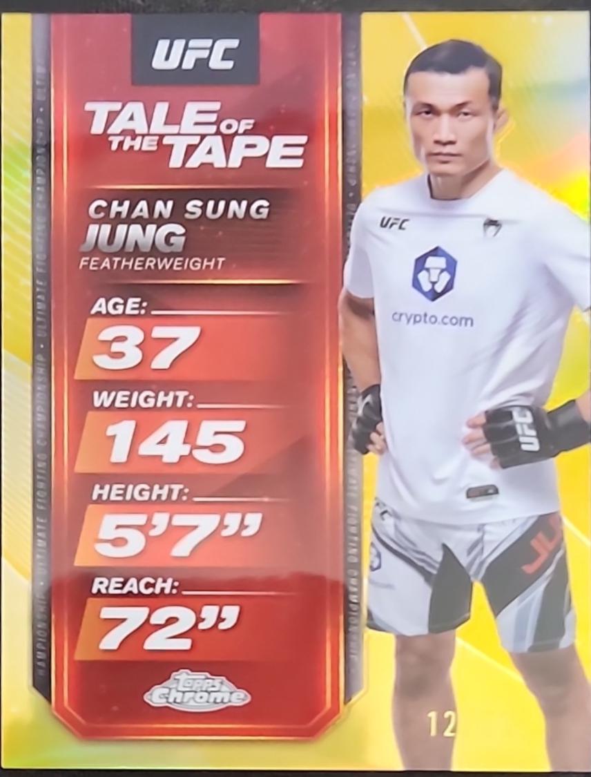 Chan Sung Jung 2025 Topps Chrome UFC Tale of the Tape #TTT-27 Gold Refractor