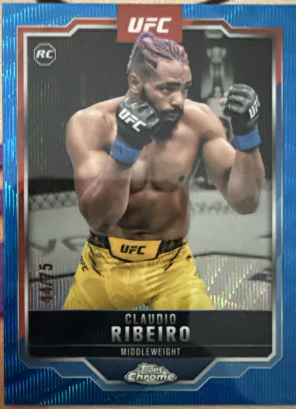 Claudio Ribeiro 2025 Topps Chrome UFC Base #16 Blue Wave Refractor