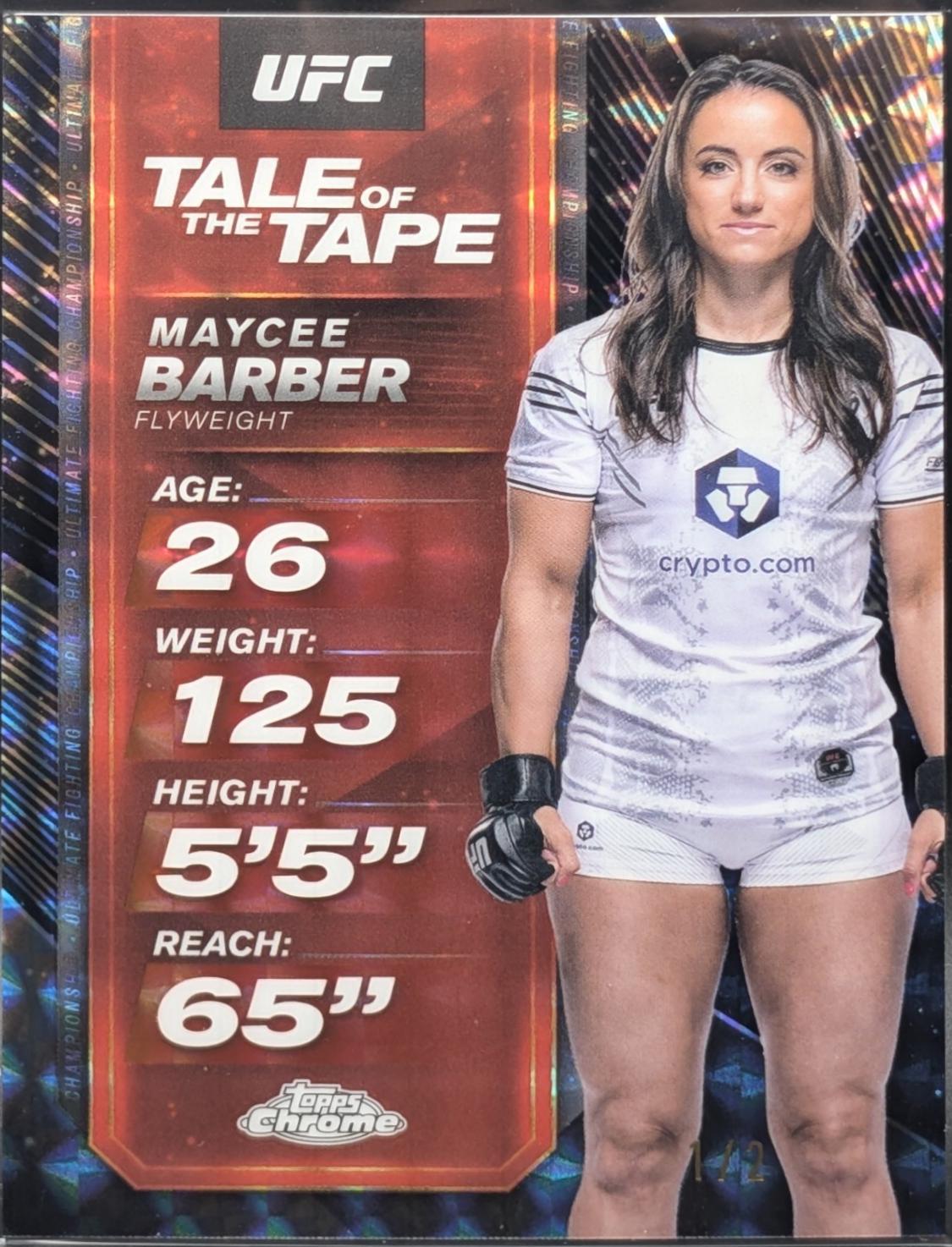 Maycee Barber 2025 Topps Chrome UFC Tale of the Tape #TTT-19 Geometric Black Refractor