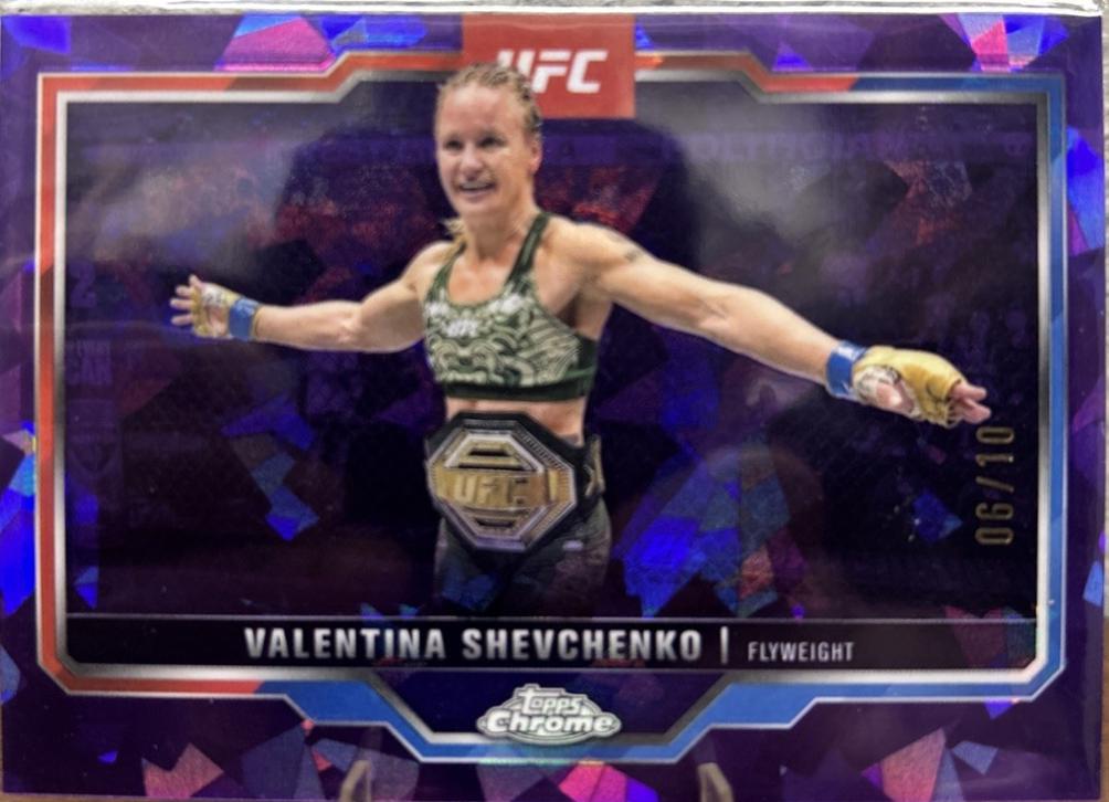 Valentina Shevchenko 2025 Topps Chrome Sapphire UFC Base Sapphire #166 Purple Sapphire