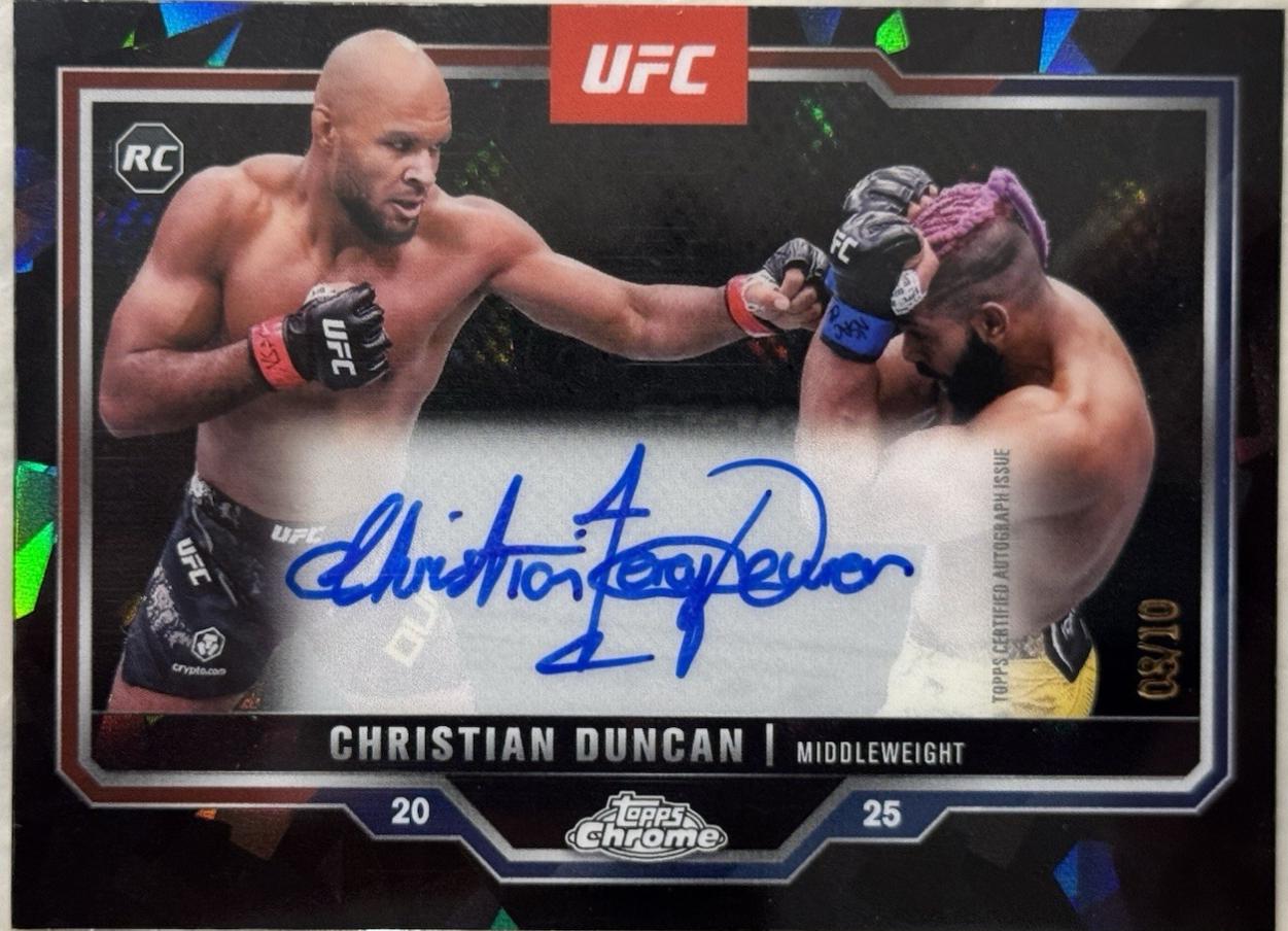 Christian Duncan 2025 Topps Chrome UFC Chrome Rookie Autographs #CRA-CD Black Refractor