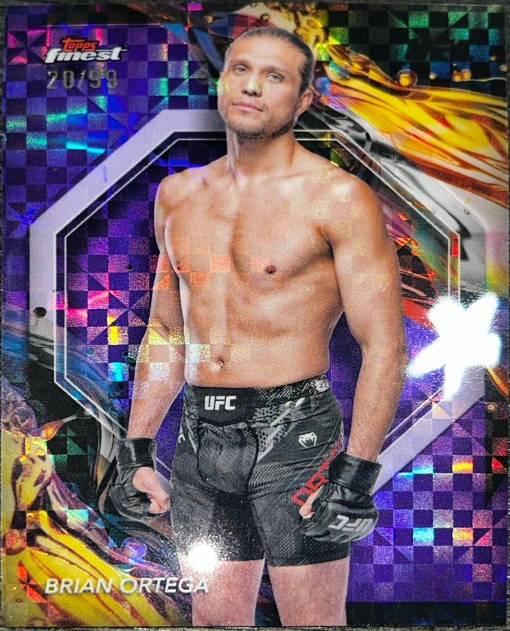 Brian Ortega 2024 Topps Finest UFC Base Uncommon #177 Purple Checkerboard Refractor