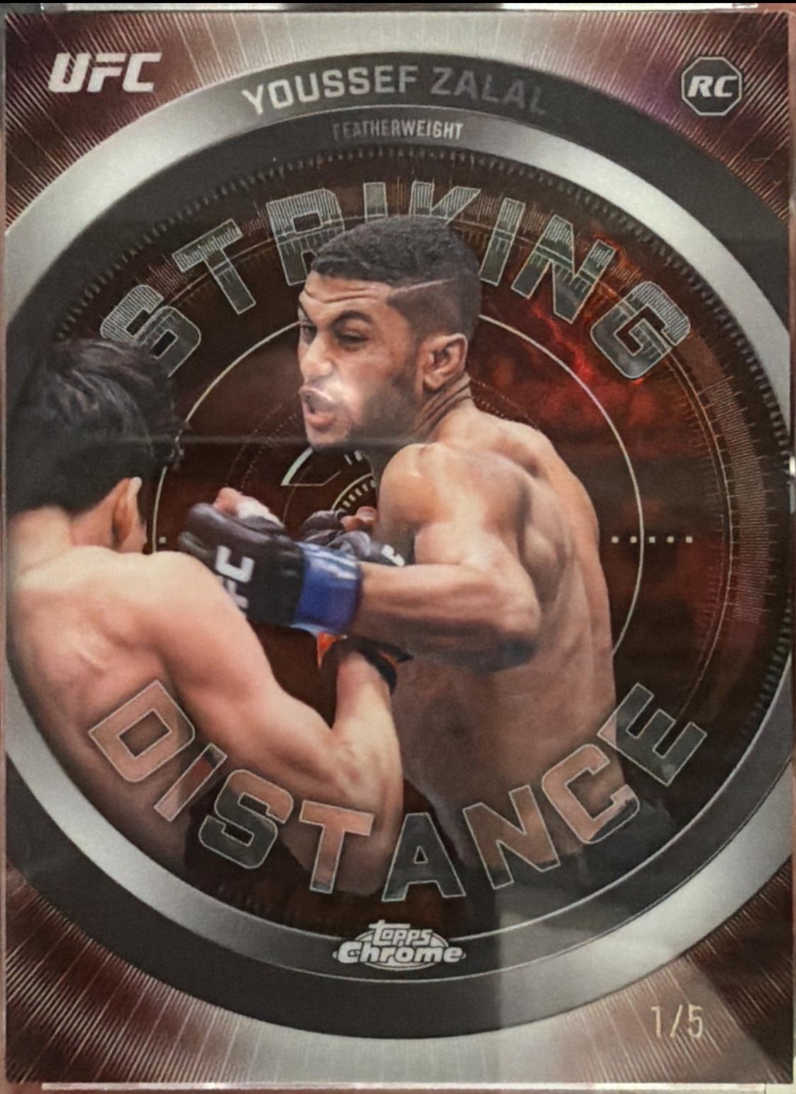 Youssef Zalal 2026 Topps Chrome UFC Striking Distance #SD-25 Red Refractor