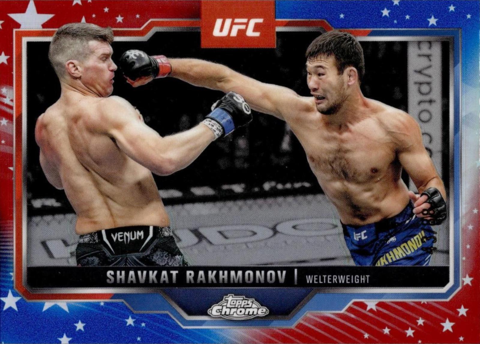 Shavkat Rakhmonov 2025 Topps Chrome UFC Base #125 Red White Blue Refractor