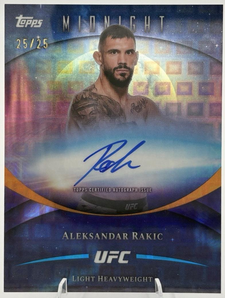 Aleksandar Rakic 2026 Topps Midnight UFC Base Autographs #BAV-AR Purple Shimmer