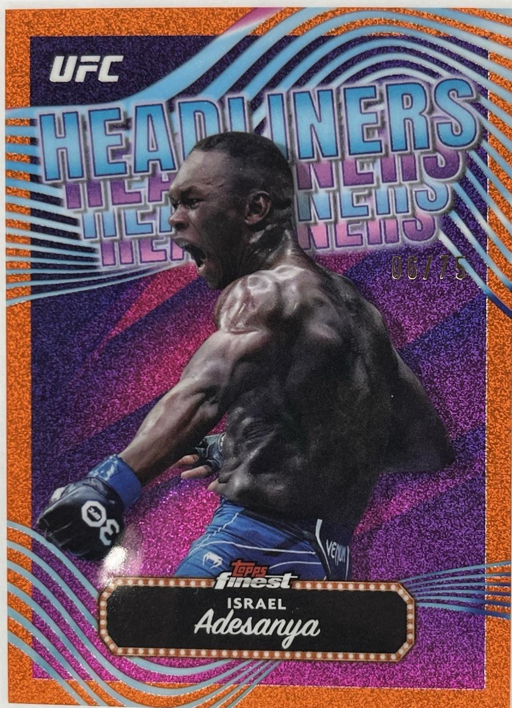 Israel Adesanya 2024 Topps Finest UFC Headliners #HDL-23 Yellow Glitter Refractor