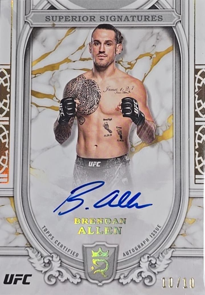 Brendan Allen 2024 Topps Royalty UFC Superior Signatures #SS-BAN Gold