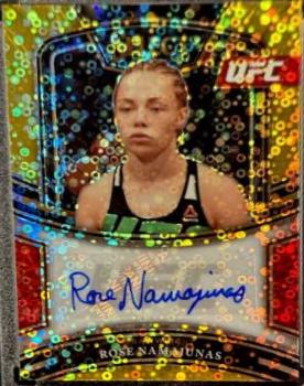 Rose Namajunas 2021 Panini Select UFC Signatures #34 Gold Disco Prizms