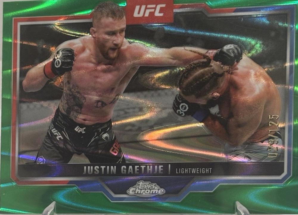 Justin Gaethje 2025 Topps Chrome UFC Base #138 Green Wave