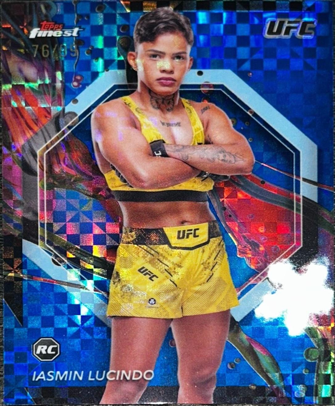 Iasmin Lucindo 2024 Topps Finest UFC Base Common #74 Blue Checkerboard Refractor