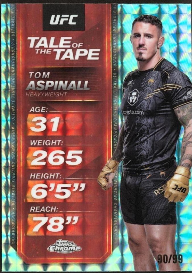 Tom Aspinall 2025 Topps Chrome UFC Tale of the Tape #TTT-30 Geometric Aqua Refractor