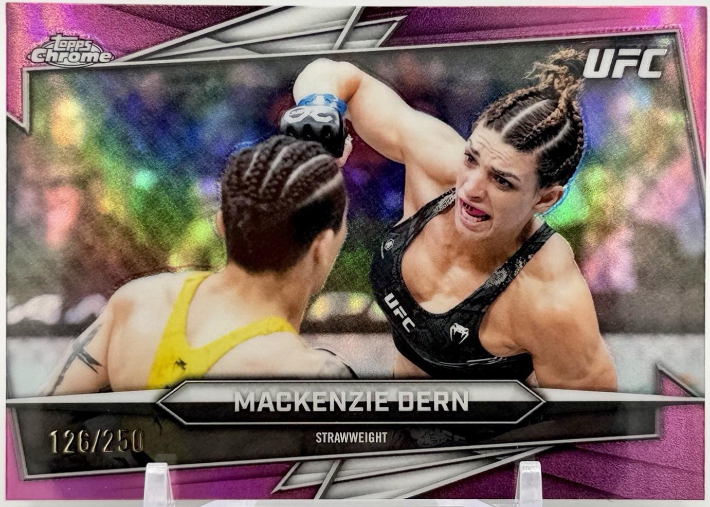 Mackenzie Dern 2026 Topps Chrome UFC Base #185 Pink Refractor
