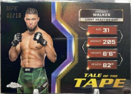 Johnny Walker 2024 Topps Chrome UFC Tale of the Tape #TFT-22 Black Refractor