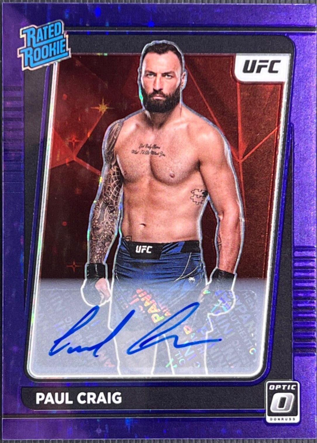 Paul Craig 2022 Panini Donruss Optic UFC Base Rated Rookies Signatures #117 Purple Stars