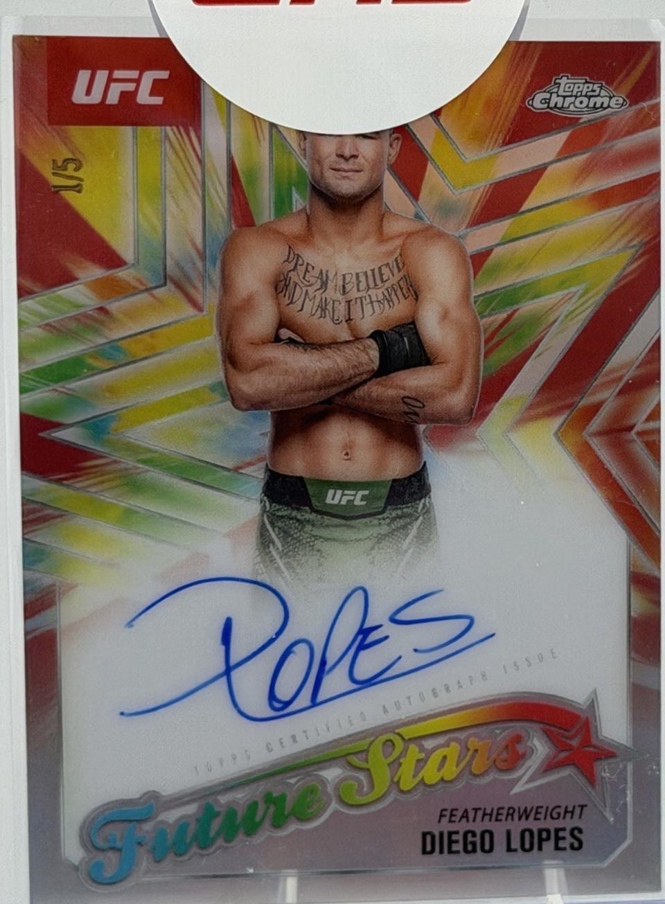 Diego Lopes 2025 Topps Chrome UFC Future Stars Autographs #FSA-DL Red Refractor