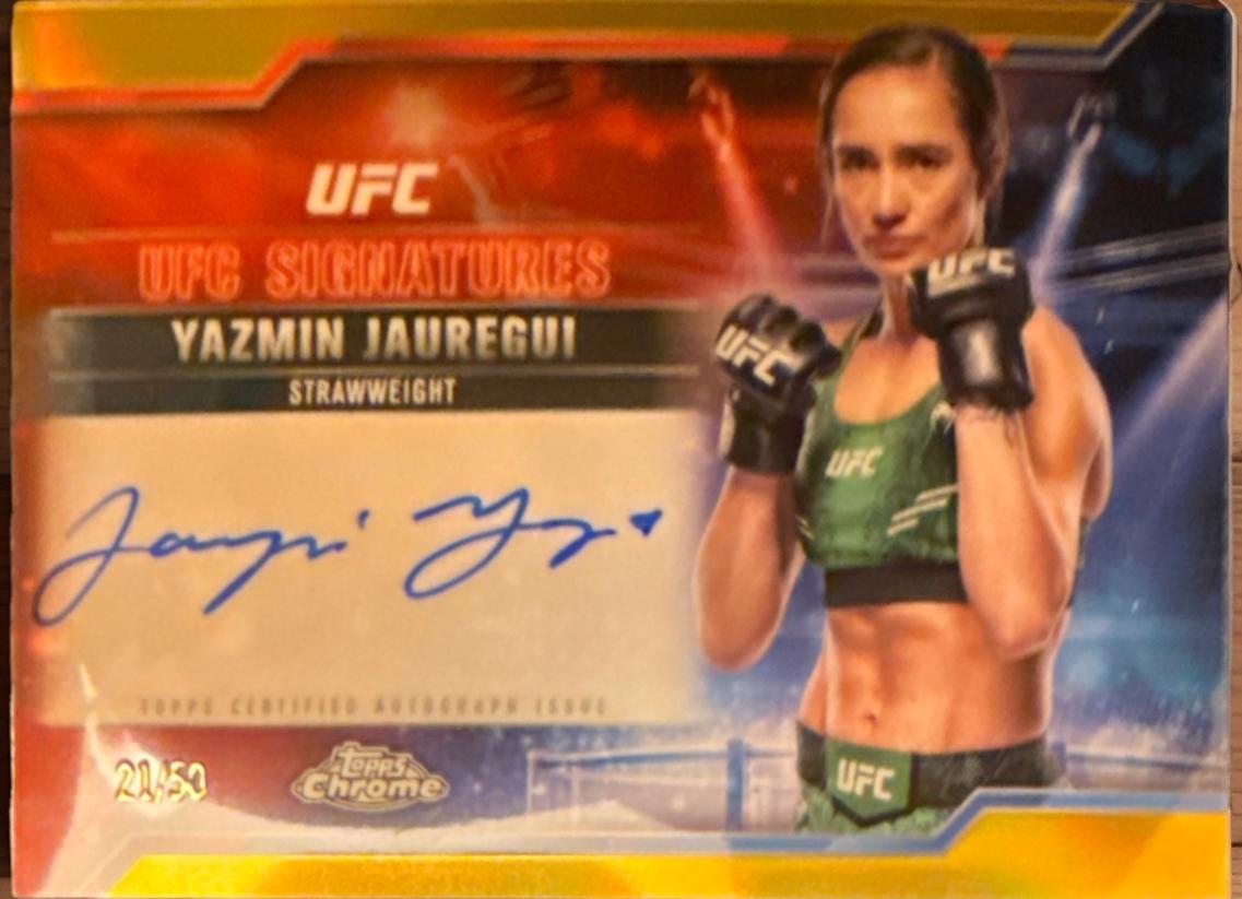 Yazmin Jauregui 2025 Topps Chrome UFC UFC Signatures #SIG-YJ Gold Refractor
