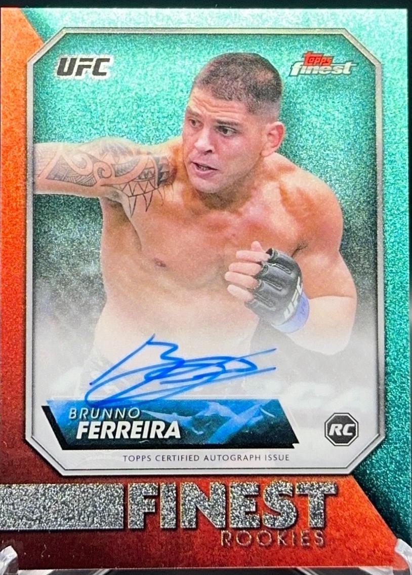 Brunno Ferreira 2024 Topps Finest UFC Rookie Finest Autographs #RFA-BF Aqua Glitter Refractor