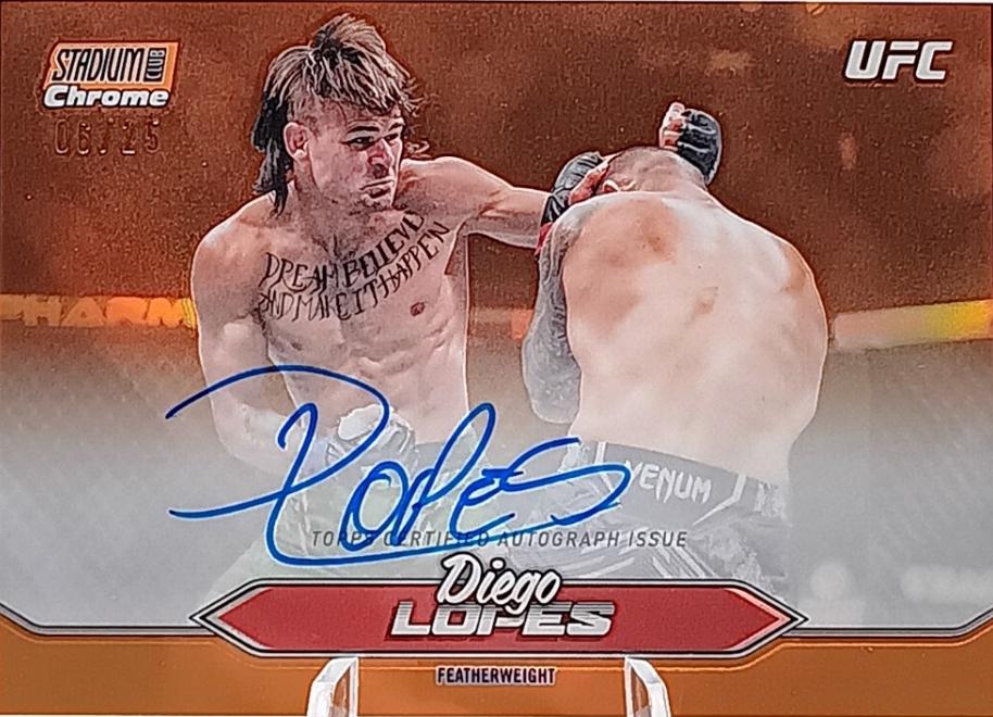Diego Lopes 2025 Topps Stadium Club UFC Chrome Autographs #CAS-DLS Orange