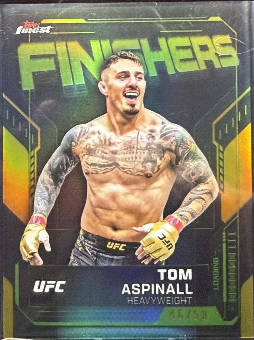 Tom Aspinall 2025 Topps Finest UFC Finishers #FN-8 Gold Refractor