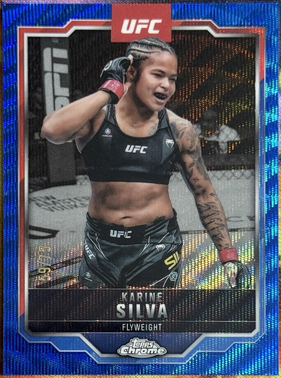 Karine Silva 2025 Topps Chrome UFC Base #147 Blue Wave Refractor
