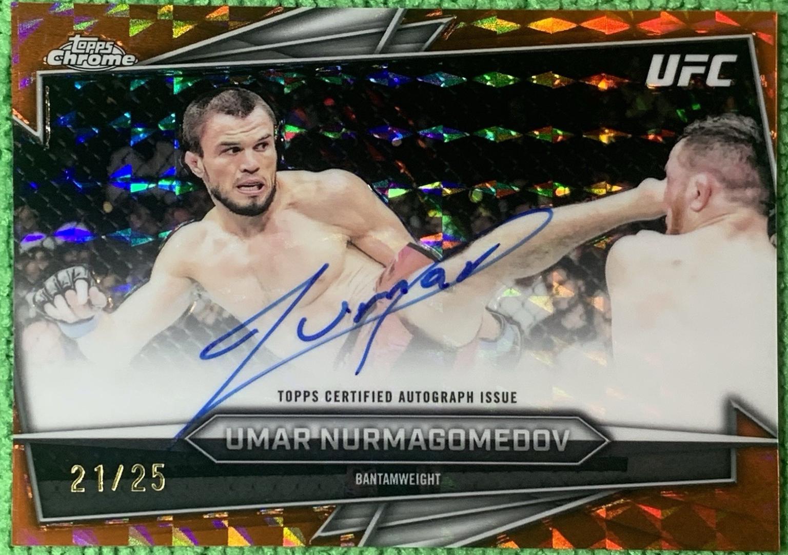 Umar Nurmagomedov 2026 Topps Chrome UFC Base Autographs #BAV-UN Orange Geometric Refractor