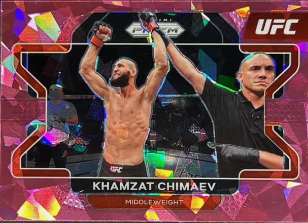 Khamzat Chimaev 2022 Panini Prizm UFC Base #94 Pink Ice