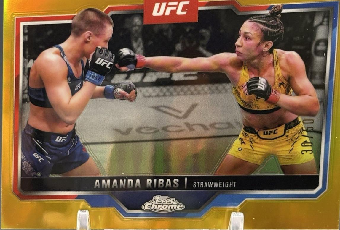 Amanda Ribas 2025 Topps Chrome UFC Base #184 Gold Refractor
