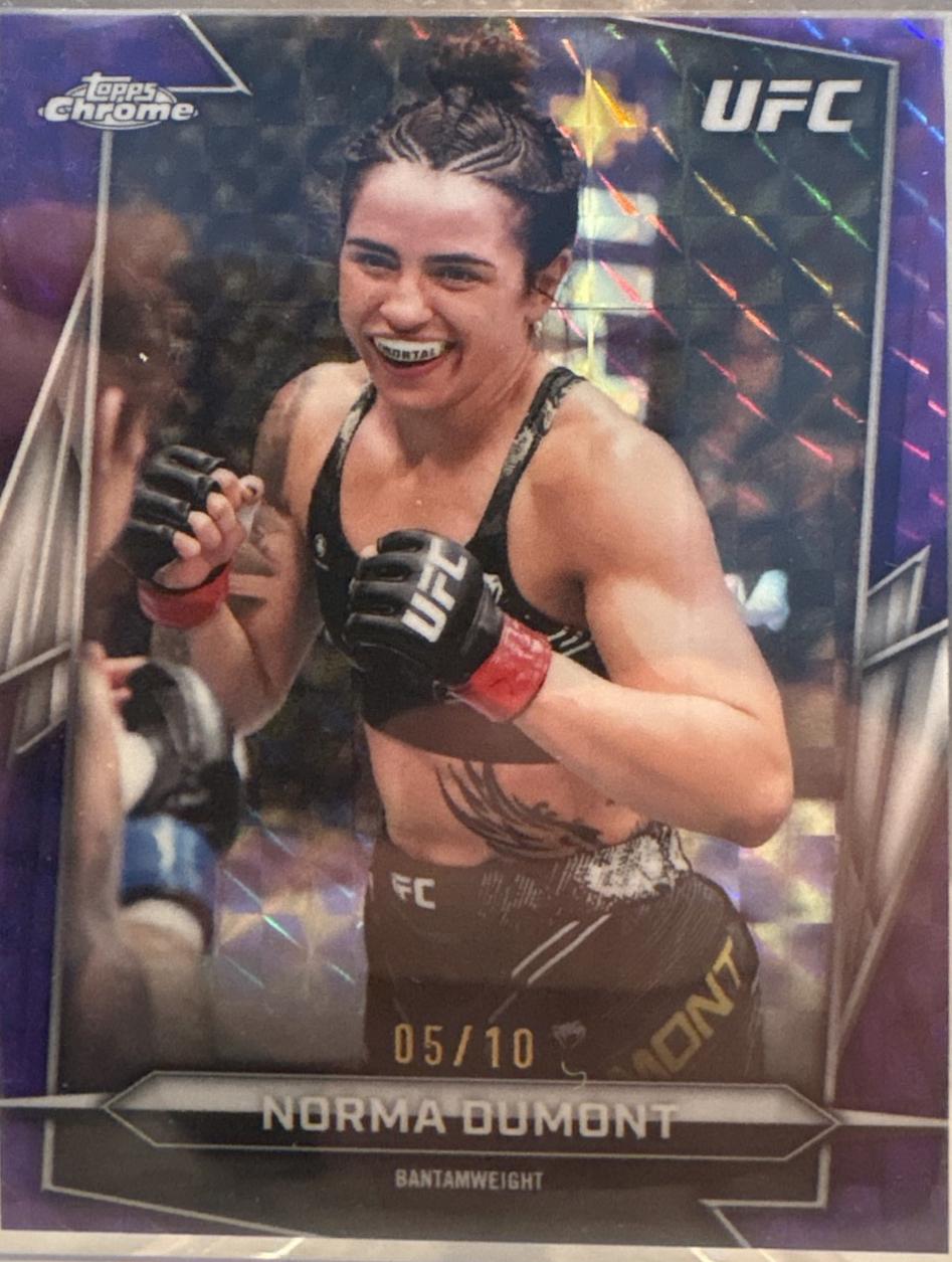 Norma Dumont 2026 Topps Chrome UFC Base #68 Purple Geometric Refractor