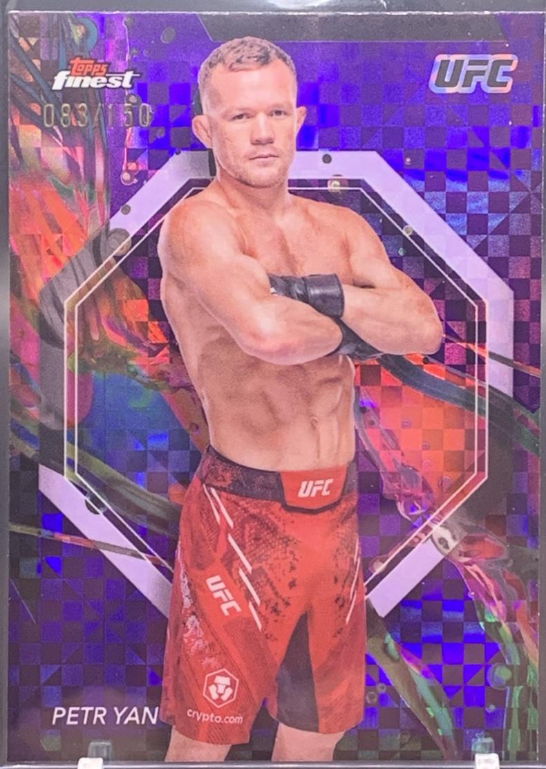 Petr Yan 2024 Topps Finest UFC Base Common #46 Purple Checkerboard Refractor