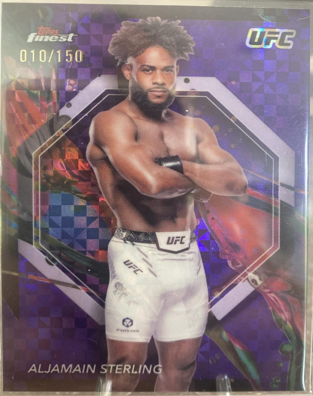 Aljamain Sterling 2024 Topps Finest UFC Base Common #58 Purple Checkerboard Refractor