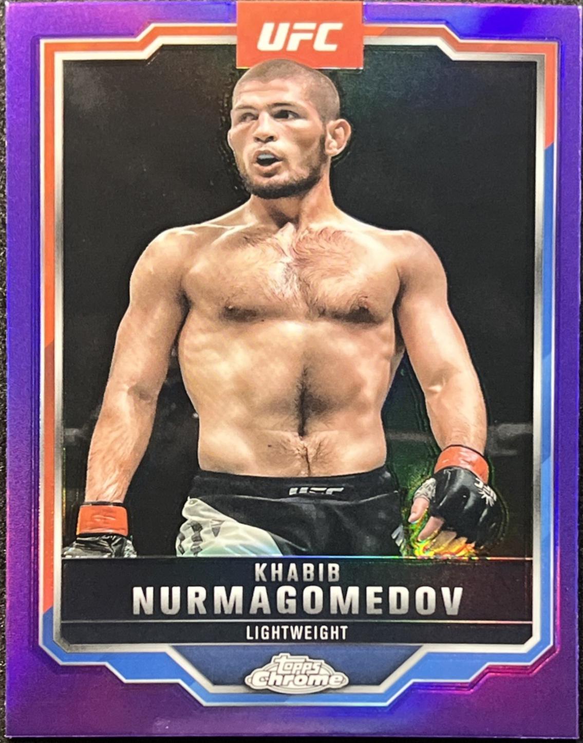 Khabib Nurmagomedov 2025 Topps Chrome UFC Base #36 Purple Refractor