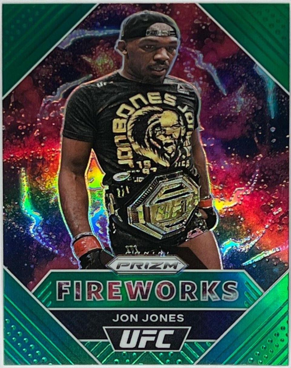 Jon Jones 2021 Panini Prizm UFC Fireworks #9 Green Pulsar
