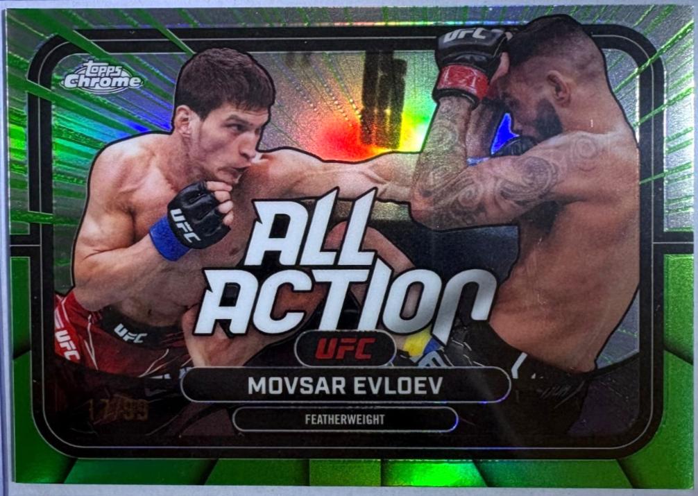 Movsar Evloev 2026 Topps Chrome UFC All-Action #AA-38 Green Refractor