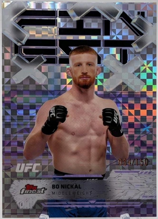 Bo Nickal 2025 Topps Finest UFC Base Common #92 Purple Checkerboard Refractor