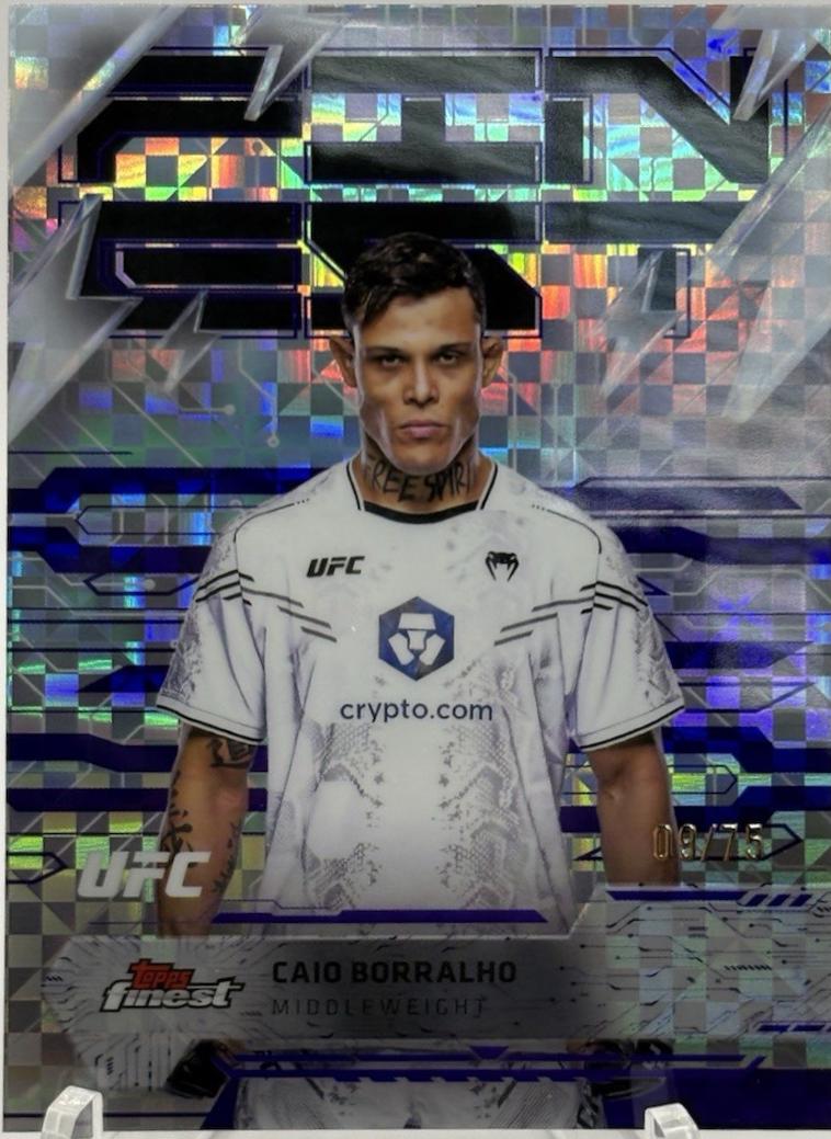 Caio Borralho 2025 Topps Finest UFC Base Rare #210 Purple Checkerboard Refractor