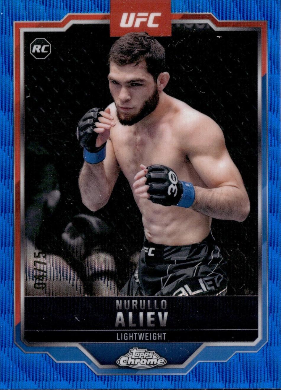 Nurullo Aliev 2025 Topps Chrome UFC Base #105 Blue Wave Refractor