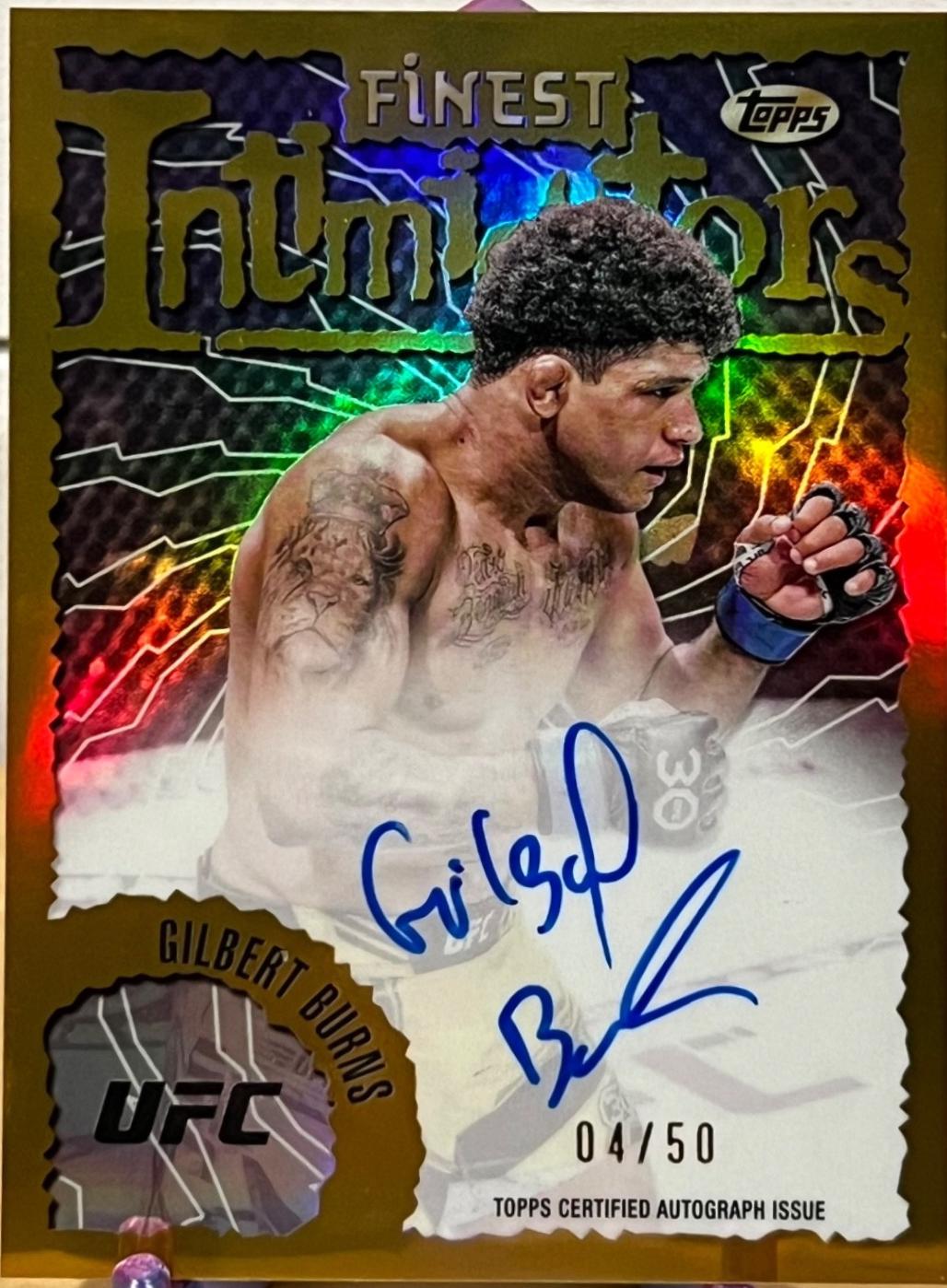 Gilbert Burns 2024 Topps Finest UFC Intimidators Autographs #IA-GBS Gold Refractor