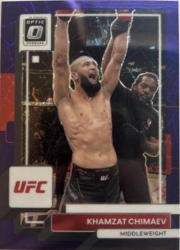 Khamzat Chimaev 2023 Panini Donruss Optic UFC Base #33 Purple Velocity