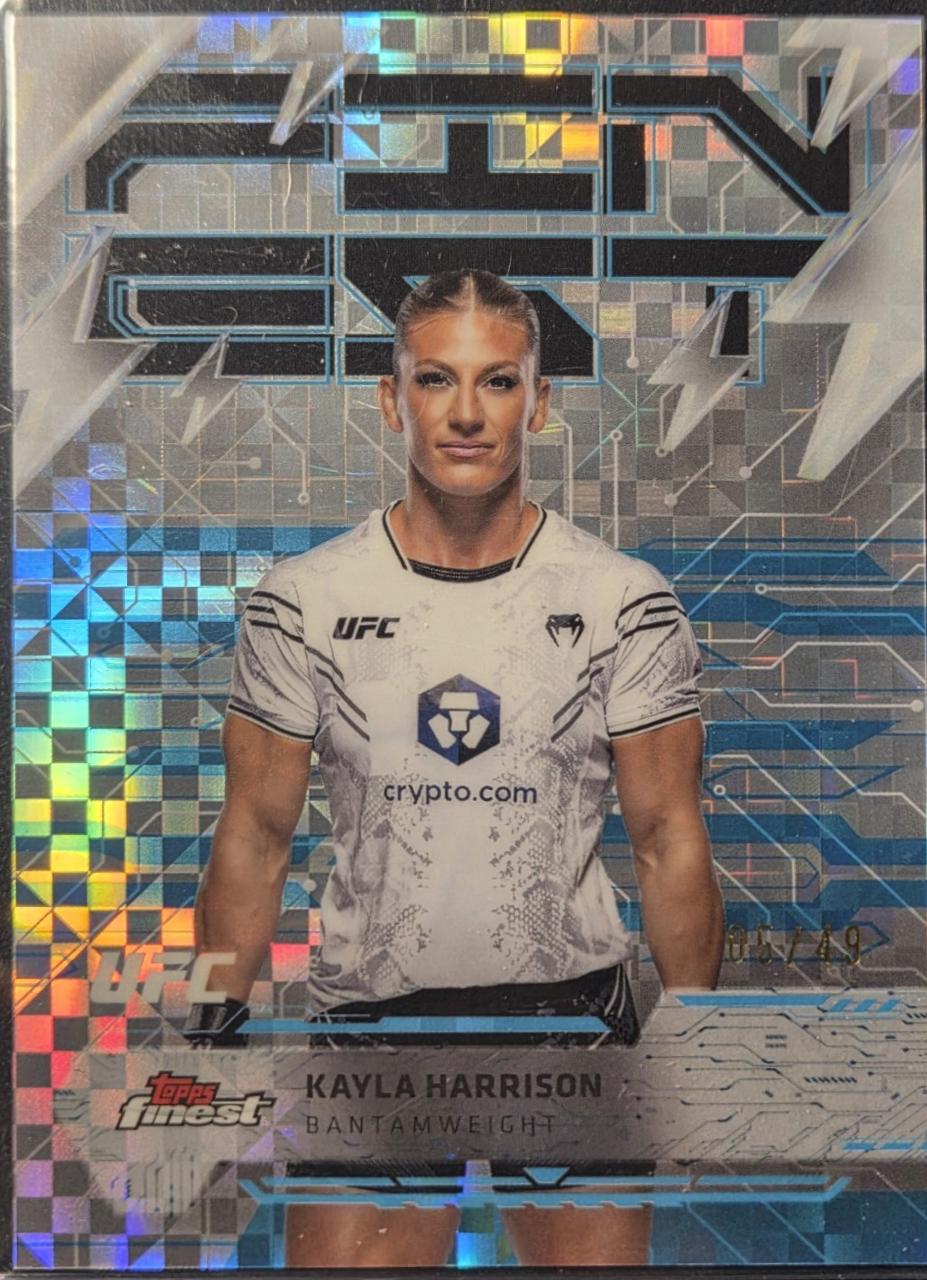 Kayla Harrison 2025 Topps Finest UFC Base Rare #258 Blue Checkerboard Refractor