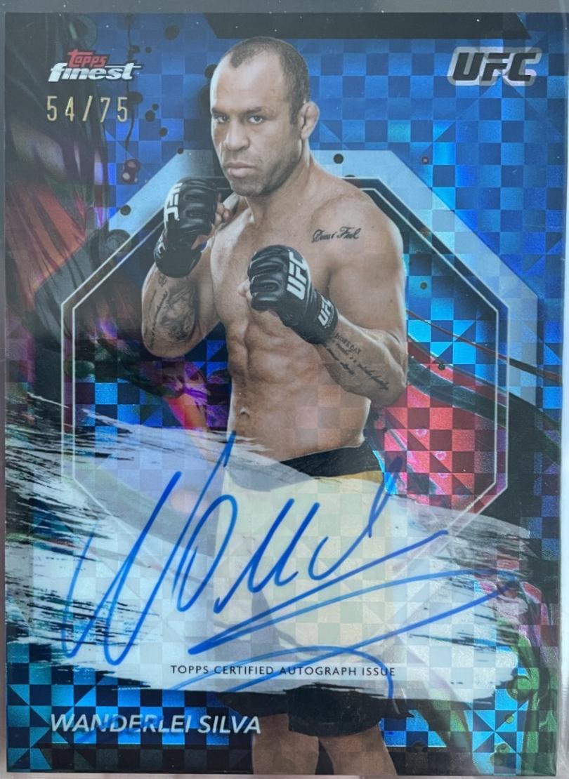 Wanderlei Silva 2024 Topps Finest UFC Finest Autographs #FA-WIS Blue Checkerboard Refractor