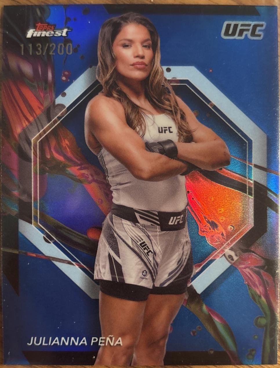 Julianna Peña 2024 Topps Finest UFC Base Common #73 Blue Refractor