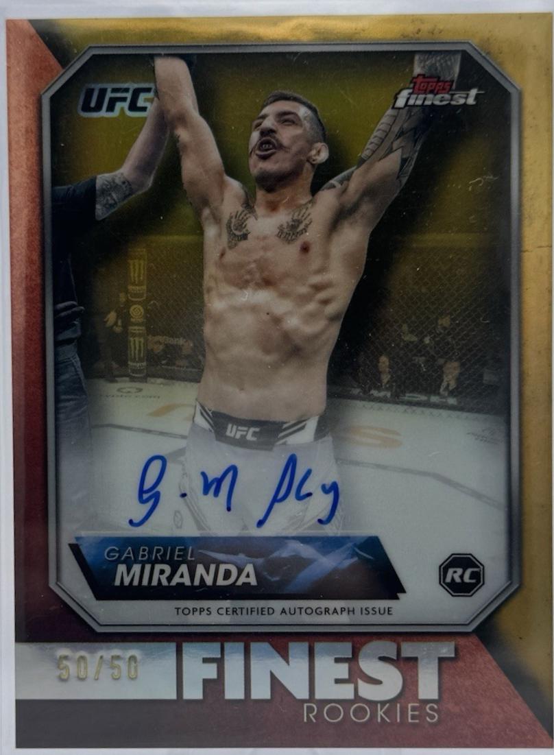 Gabriel Miranda 2024 Topps Finest UFC Rookie Finest Autographs #RFA-GM Gold Refractor